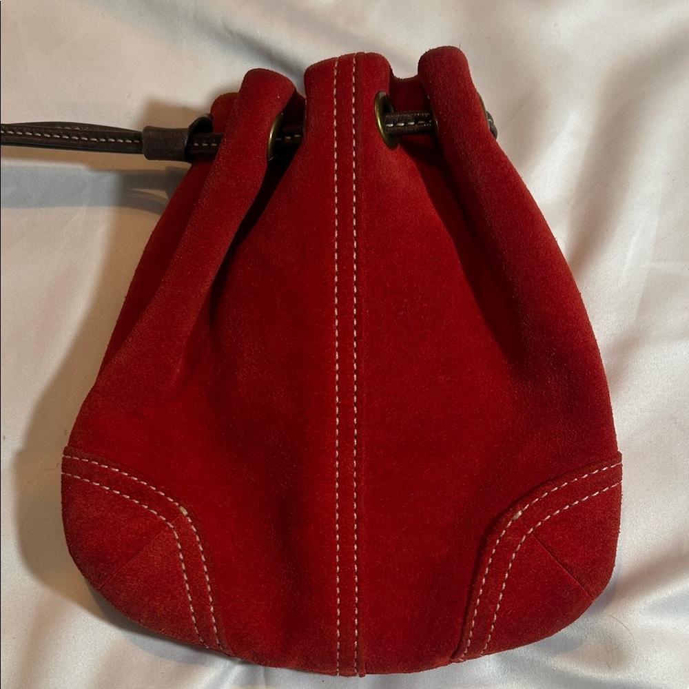 Coach Vintage Soho Drawstring Suede Wristlet in Bordeaux - Picture 4 of 13